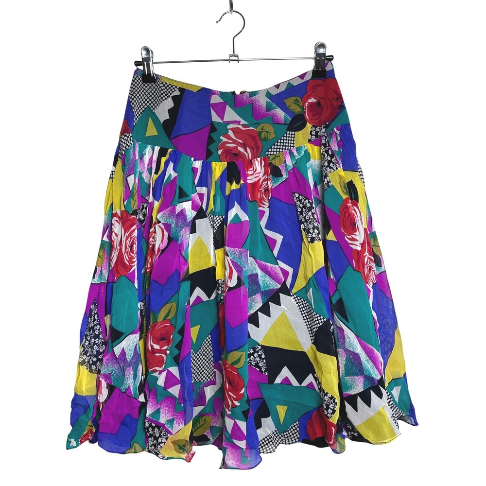 Rickie Freeman for Teri‎ Jon Vintage Silk Abstract Maximalist Statement Skirt 4